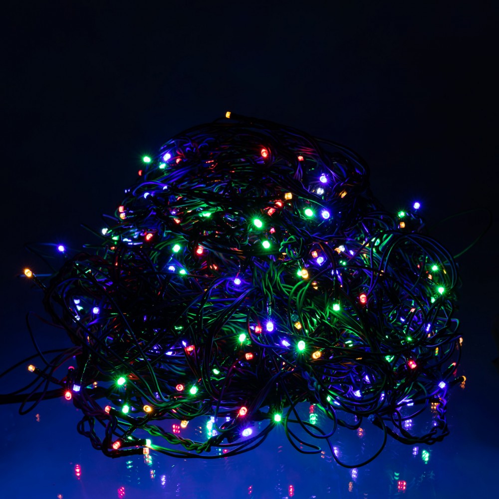 Новогодняя гирлянда уличная Бахрома 36 м 600 LED черный провод Мультиколор 36МBML