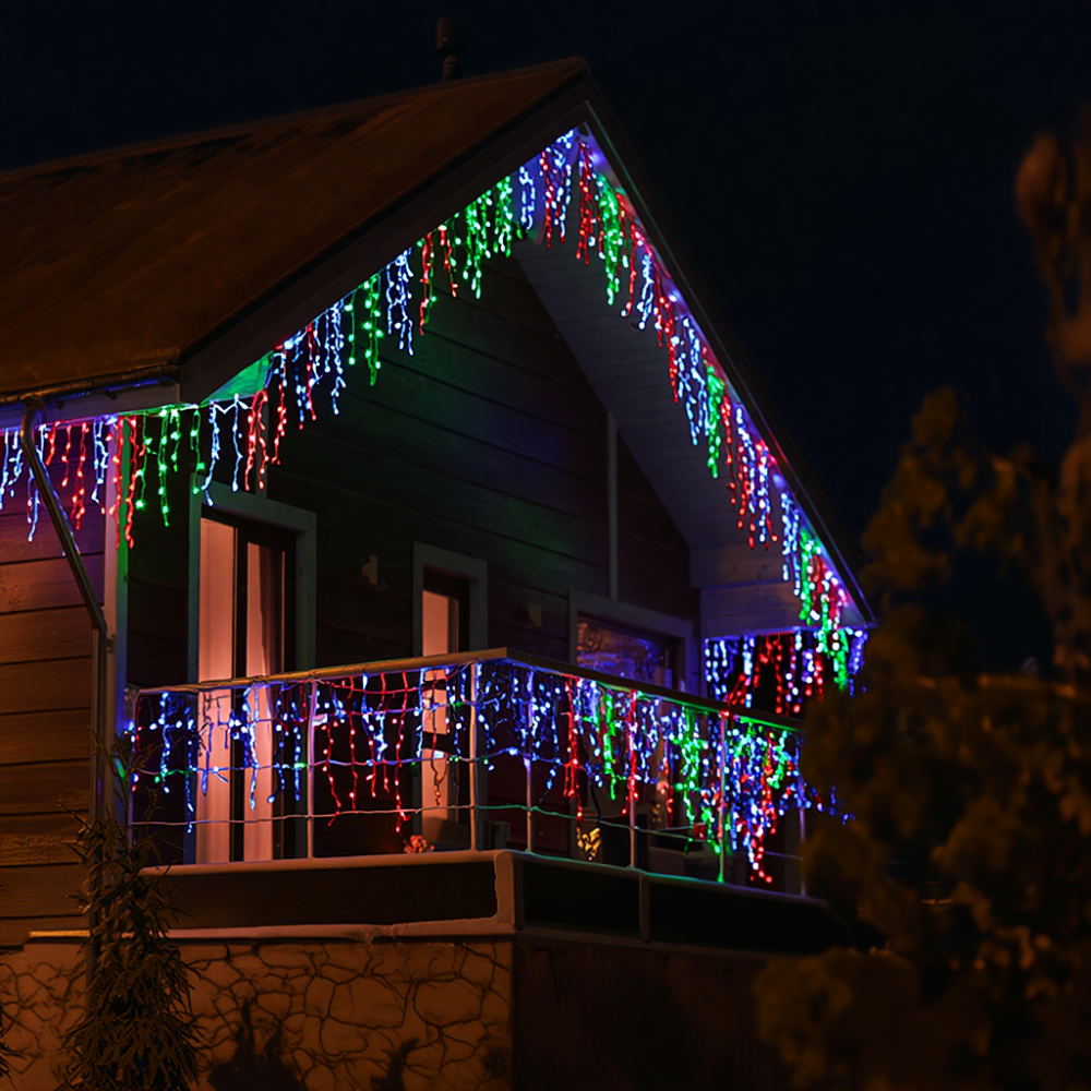 Новогодняя гирлянда уличная Бахрома 36 м 600 LED черный провод Мультиколор 36МBML