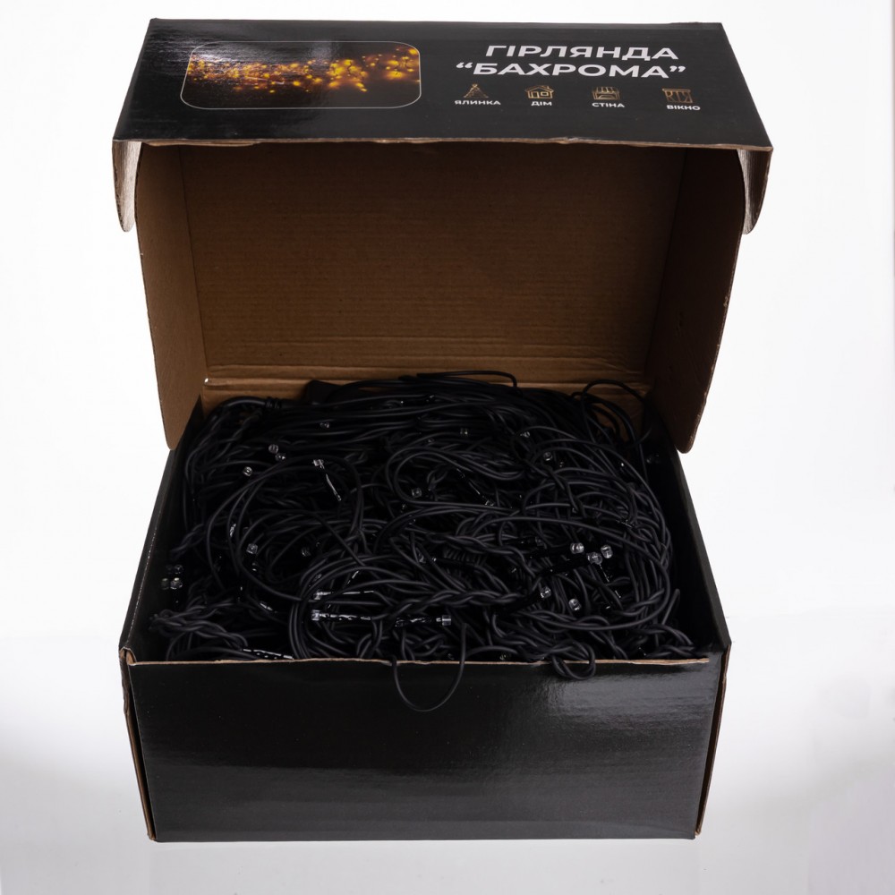 Новогодняя гирлянда уличная Бахрома 36 м 600 LED черный провод Мультиколор 36МBML