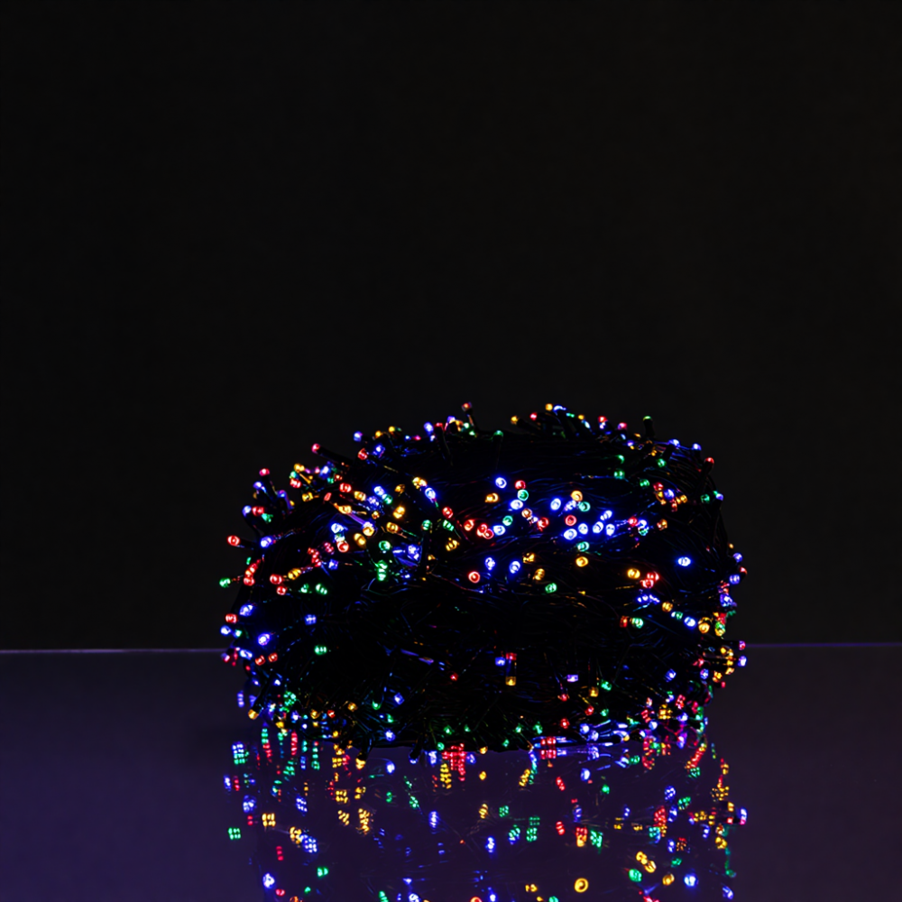 Новогодняя гирлянда уличная 30 м 300 LED с солнечной батареей черный провод Мультиколор SB300L30MBML