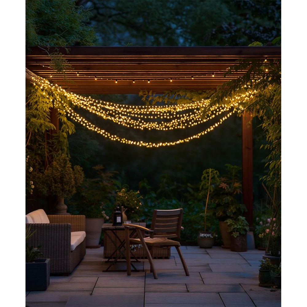 Новогодняя гирлянда уличная 50 м 500 LED с солнечной батареей черный провод Желтый SB500L50MBY