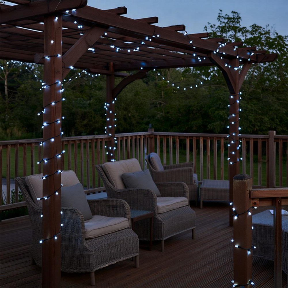 Новогодняя гирлянда уличная 50 м 500 LED с солнечной батареей черный провод Белый SB500L50MBW