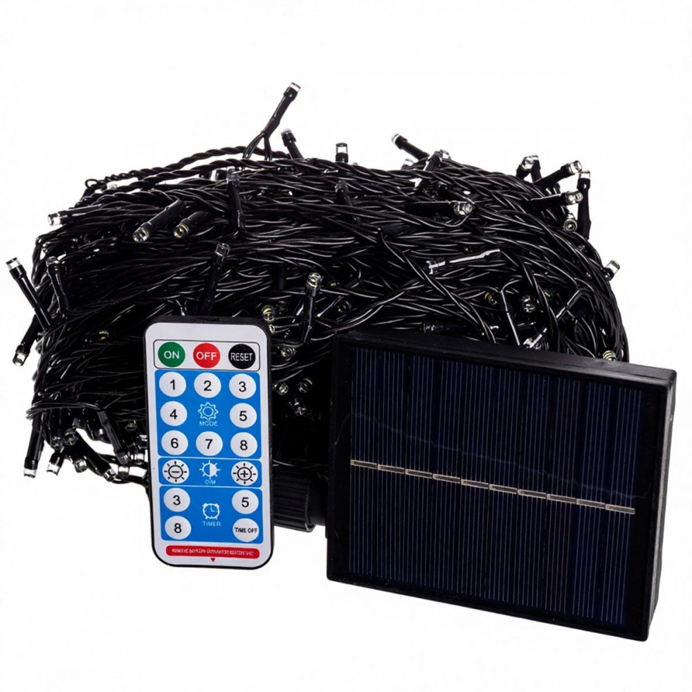 Новогодняя гирлянда уличная 50 м 500 LED с солнечной батареей черный провод Синий SB500L50MBBL