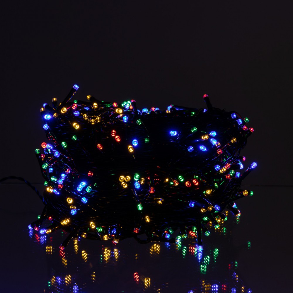 Новогодняя гирлянда уличная 50 м 500 LED с солнечной батареей черный провод Мультиколор SB500L50MBML