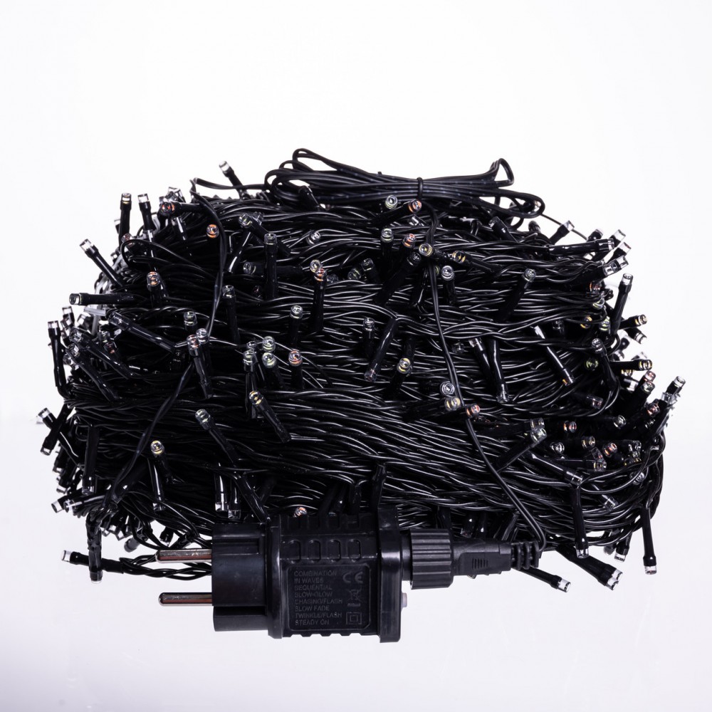 Новорічна гірлянда вулична 100 м 1000 LED із сонячною батареєю 8 режимів роботи чорний провід Синій SB1000L100MBBL