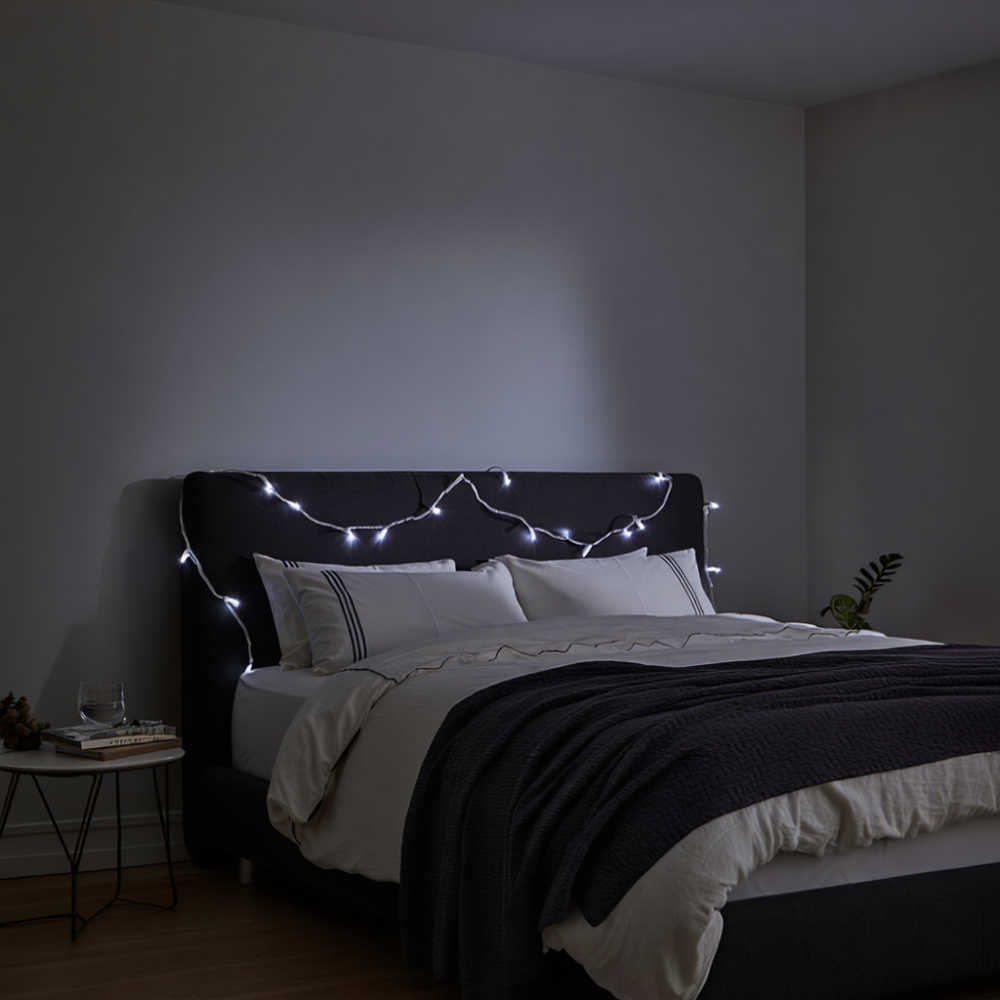 Новорічна кімнатна гірлянда нитка 6 м 50 LED білий провід Білий W50LED6MWW