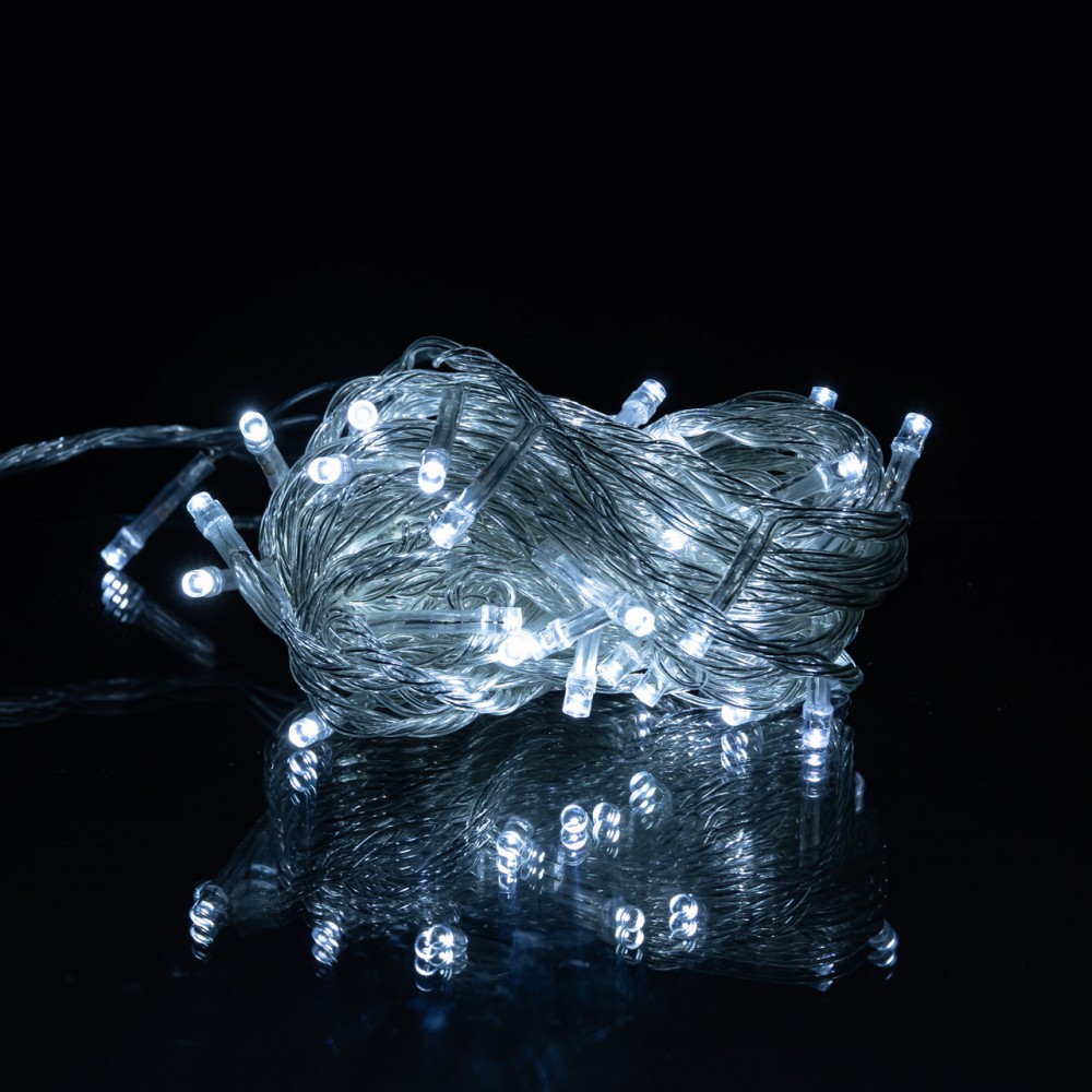 Новорічна кімнатна гірлянда нитка 6 м 50 LED білий провід Білий W50LED6MWW