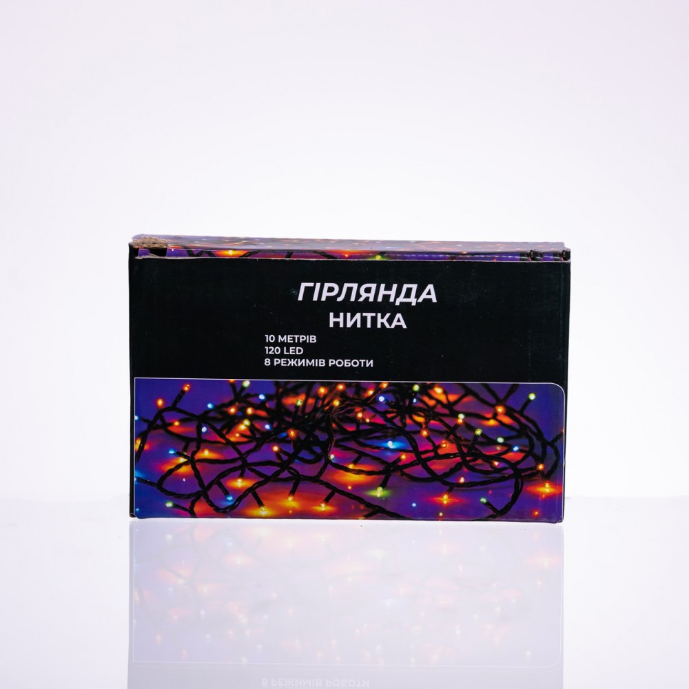 Новогодняя гирлянда комнатная нить 10 м 120 LED белый провод Белый W120LED10MWW