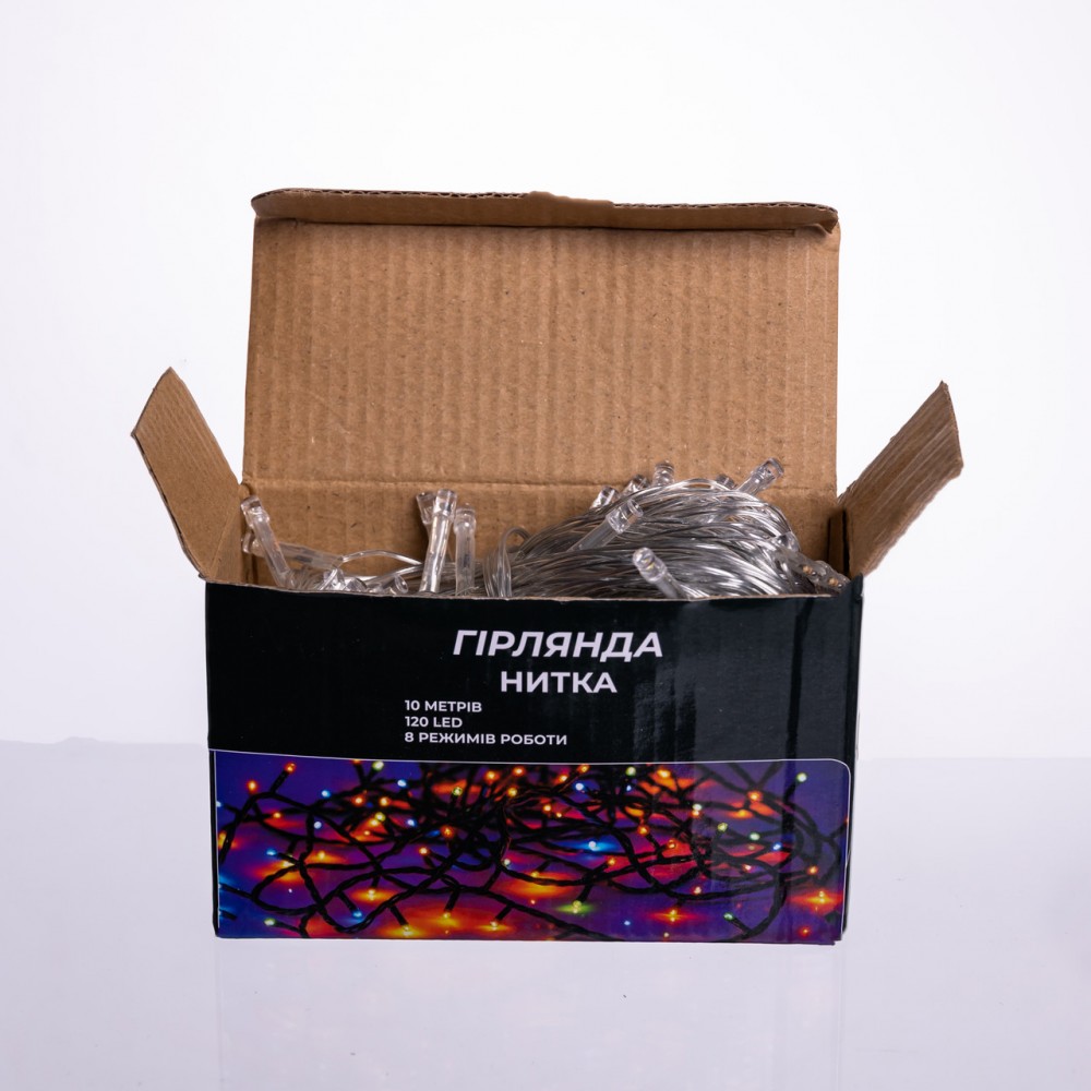 Новорічна гірлянда кімнатна нитка 10 м 120 LED кімнатна гірлянда білий провід Жовте світло W120LED10MWY