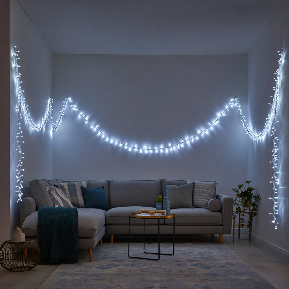 Новогодняя гирлянда комнатная нить 14 м 160 LED комнатная гирлянда белый провод Белый свет W160LED16MWW
