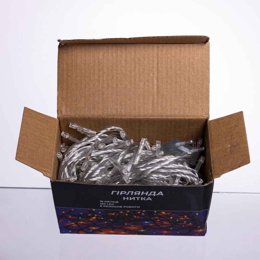 Новогодняя гирлянда комнатная нить 14 м 160 LED комнатная гирлянда белый провод Белый свет W160LED16MWW