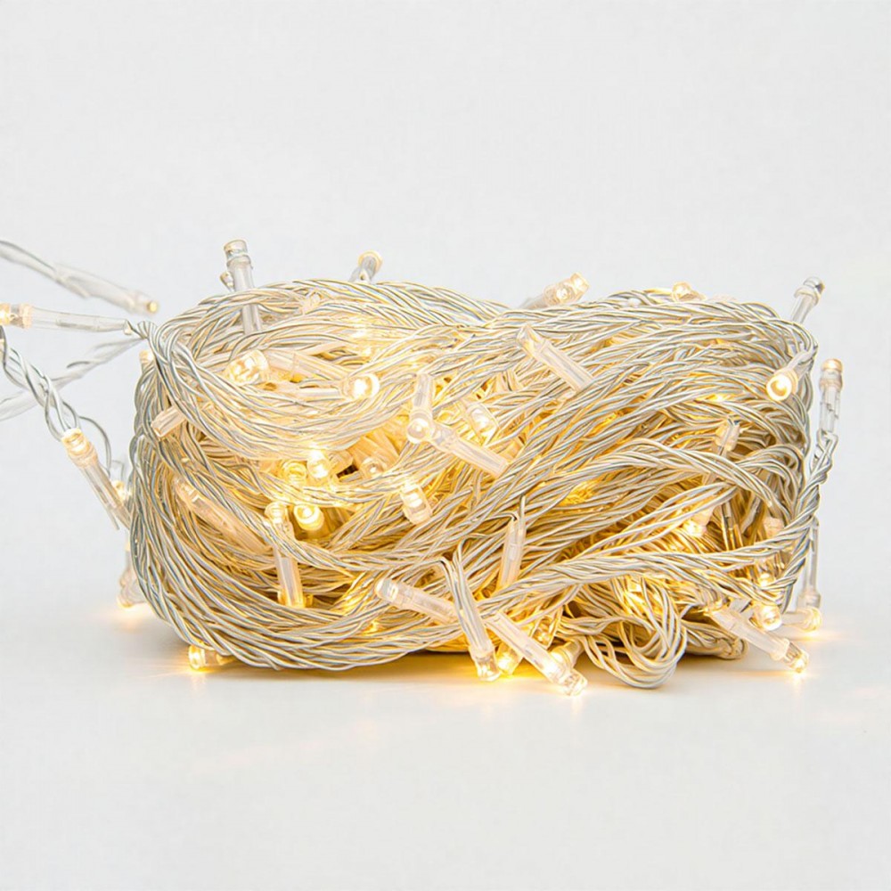Новогодняя гирлянда комнатная нить 14 м 160 LED комнатная гирлянда белый провод Желтый свет W160LED16MWY