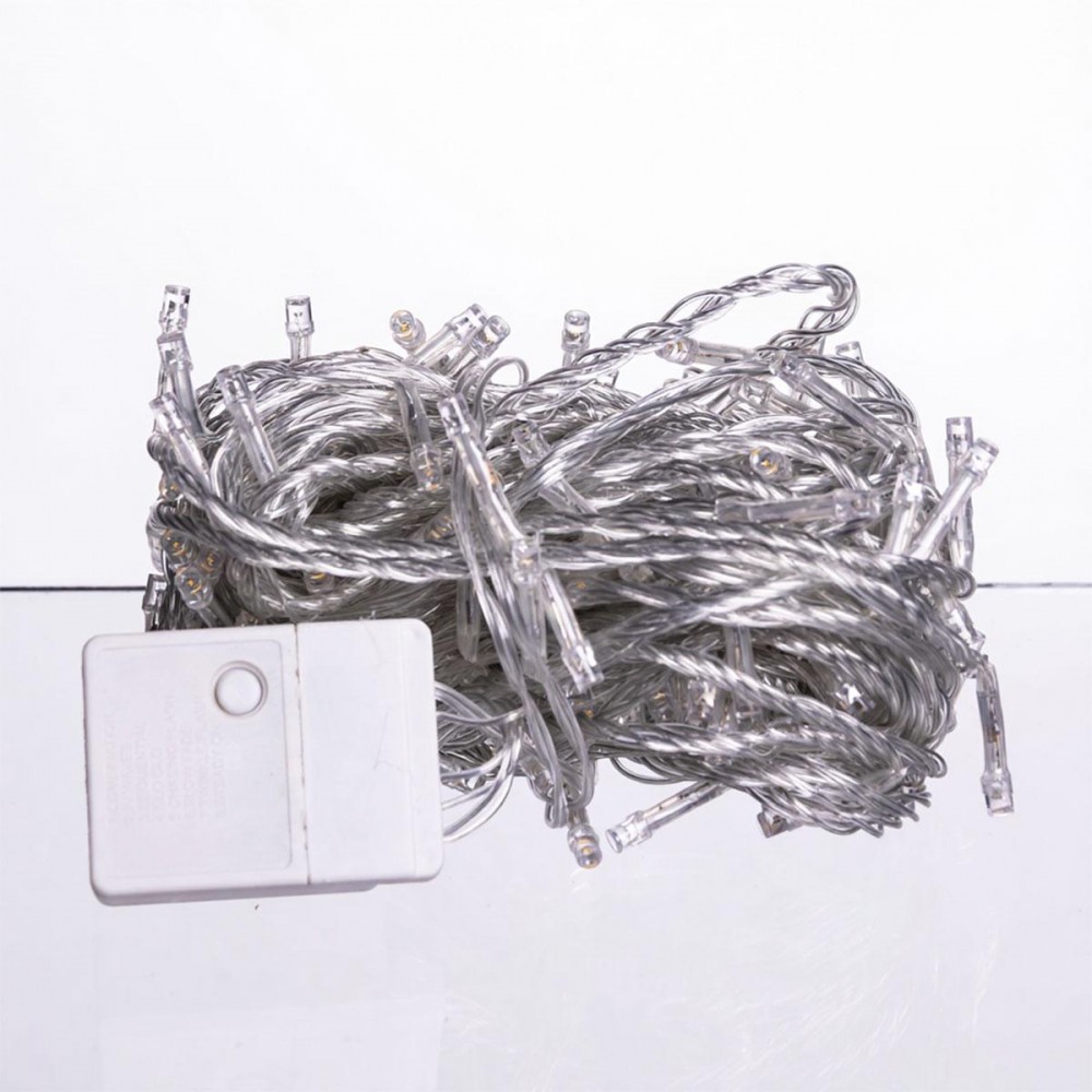 Новогодняя гирлянда комнатная нить 14 м 160 LED комнатная гирлянда белый провод Желтый свет W160LED16MWY