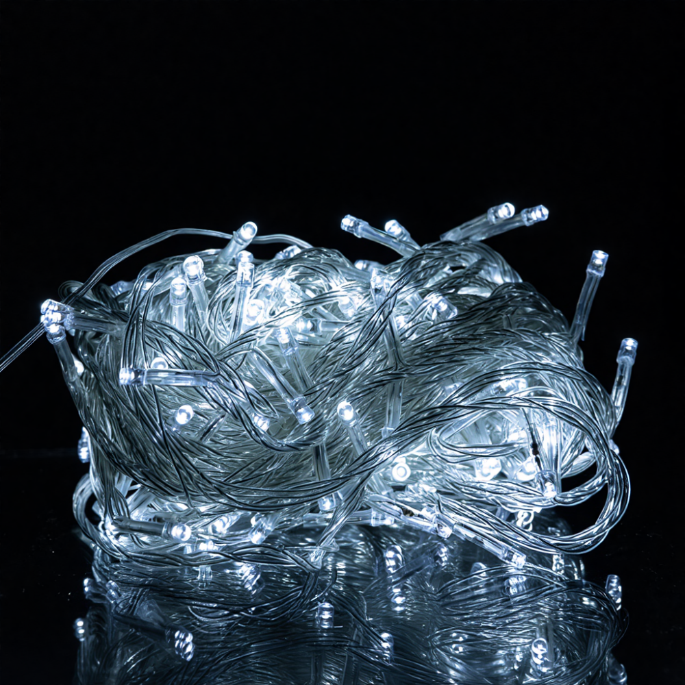 Новогодняя гирлянда комнатная нить 18 м 180 LED белый провод Белый W180LED18MWW