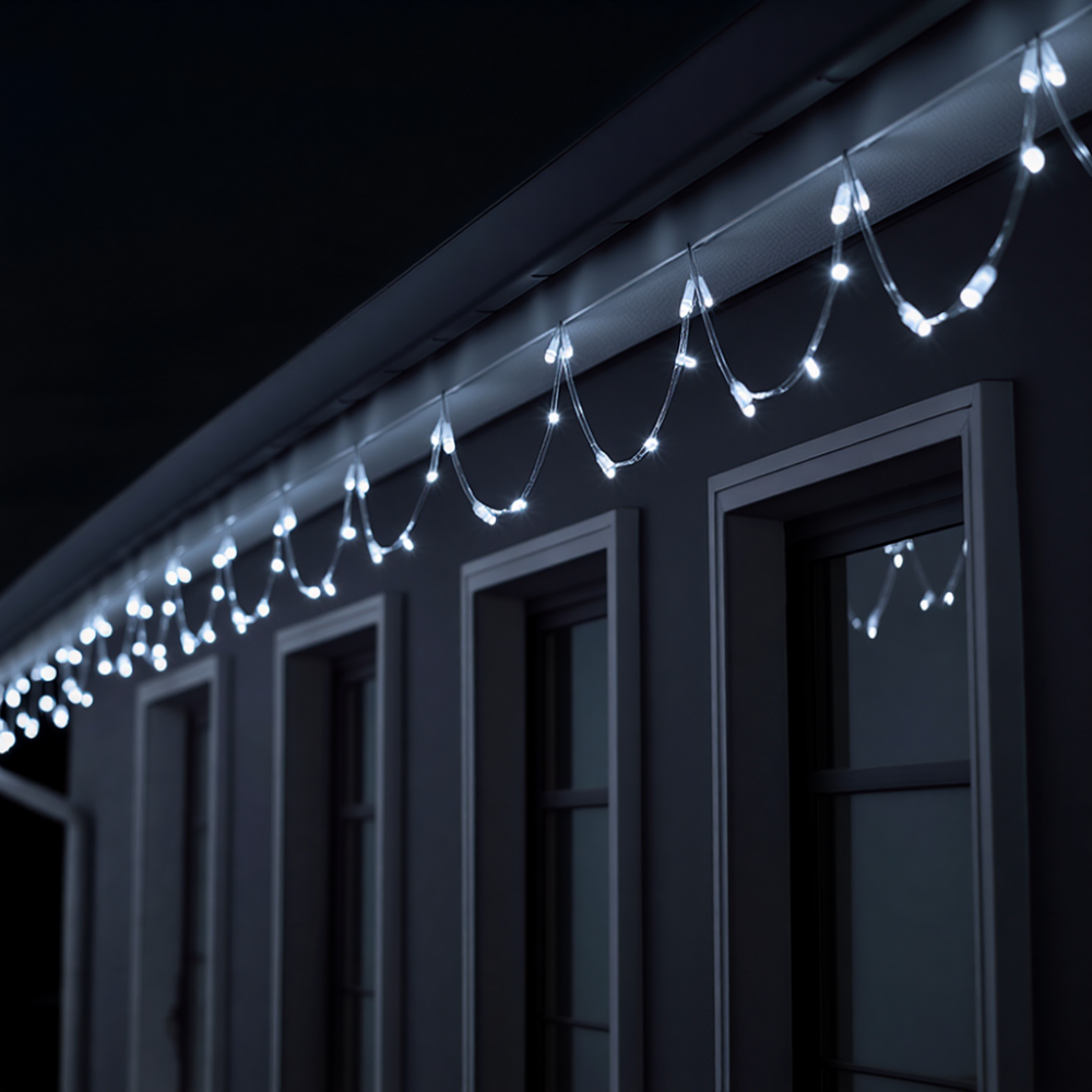 Новогодняя гирлянда комнатная нить 18 м 180 LED белый провод Белый W180LED18MWW