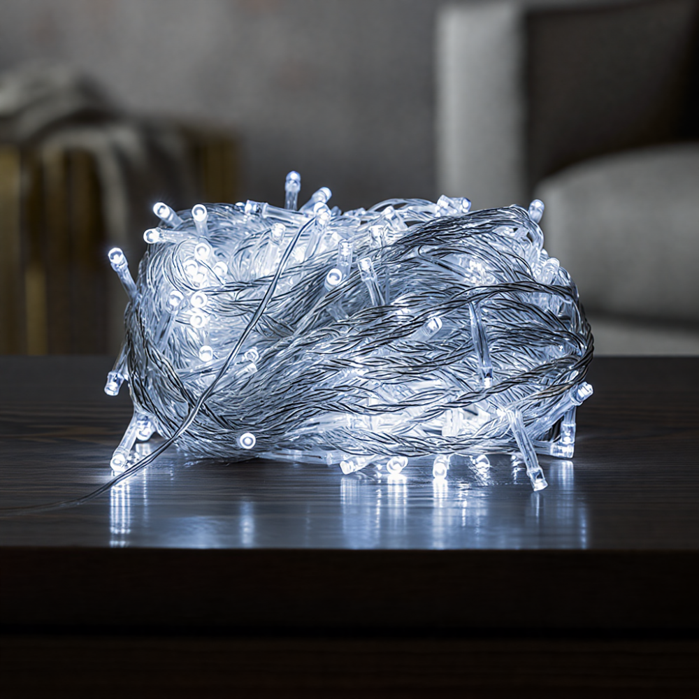 Новогодняя гирлянда комнатная нить 18 м 180 LED белый провод Белый W180LED18MWW