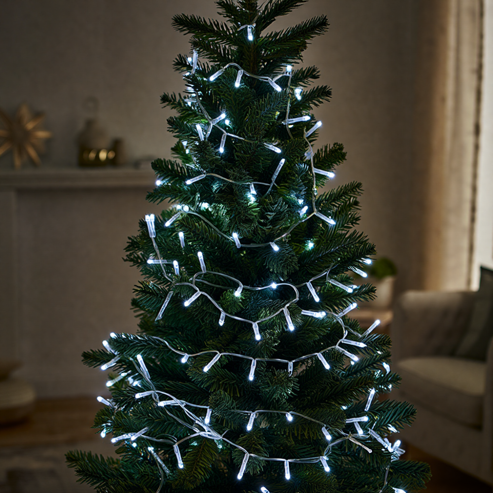 Новогодняя гирлянда комнатная нить 18 м 180 LED белый провод Белый W180LED18MWW