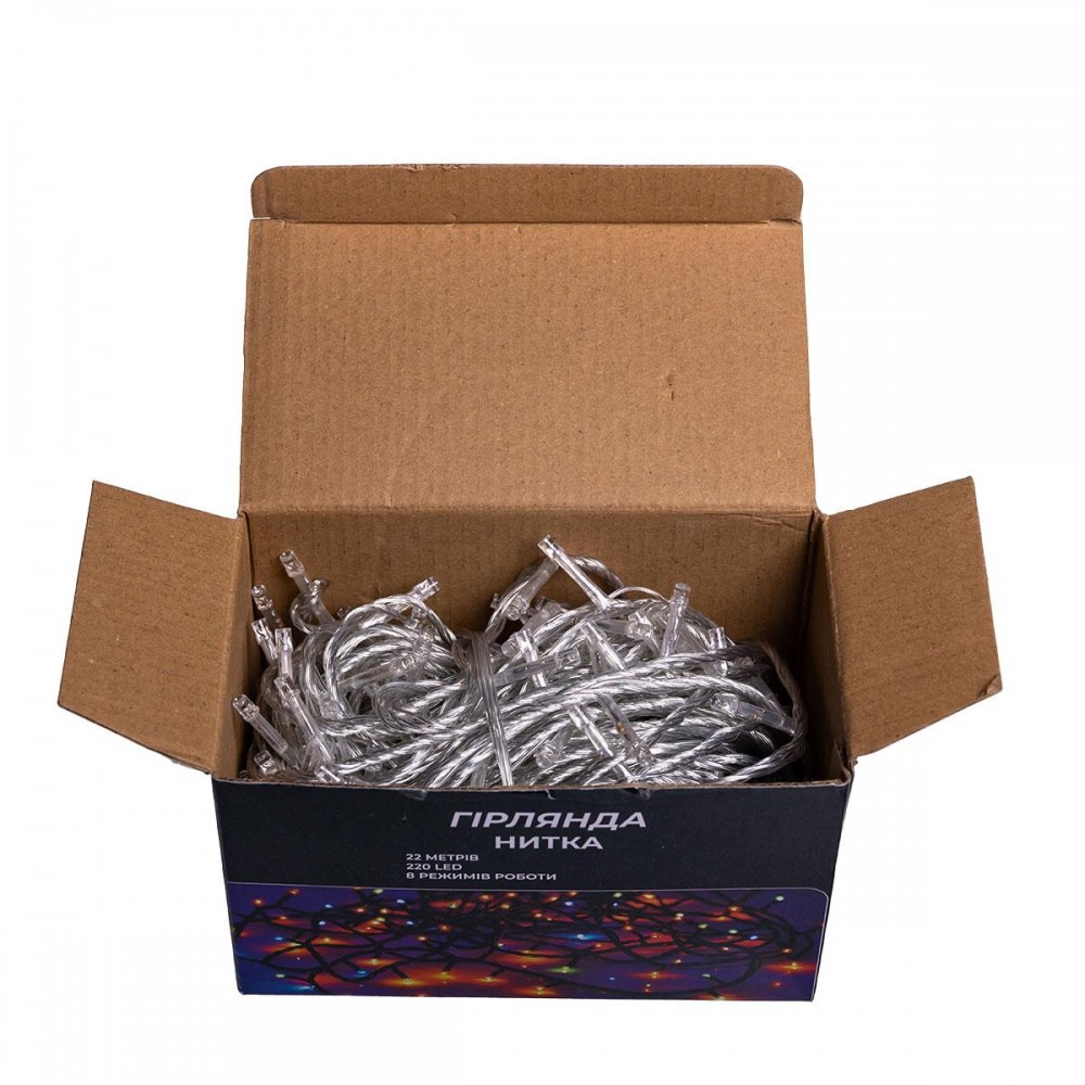 Новогодняя гирлянда комнатная нить 22 м 220 LED комнатная гирлянда белый провод Белый свет W220LED22MWW