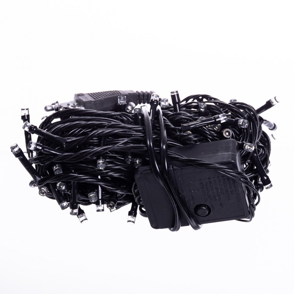 Новогодняя гирлянда комнатная нить 10 м 120 LED черный провод Белый W120LED10MBW