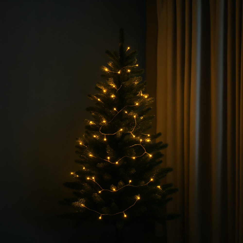 Новогодняя гирлянда комнатная нить 10 м 120 LED черный провод Желтый W120LED10MBY