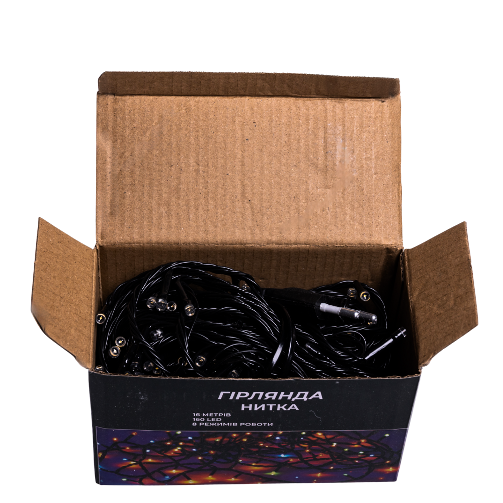Новогодняя гирлянда комнатная нить 14 м 160 LED комнатная гирлянда черный провод Белый свет W160LED16MBW