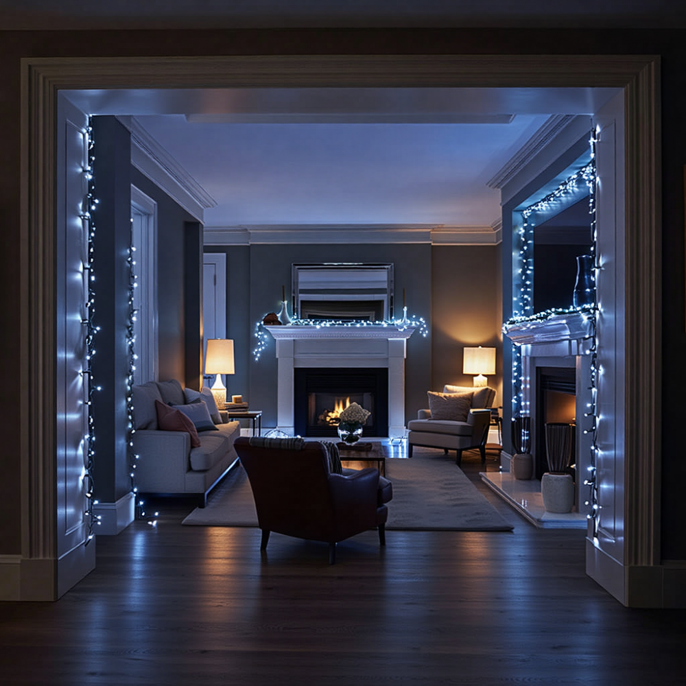 Новогодняя гирлянда комнатная нить 14 м 160 LED комнатная гирлянда черный провод Белый свет W160LED16MBW