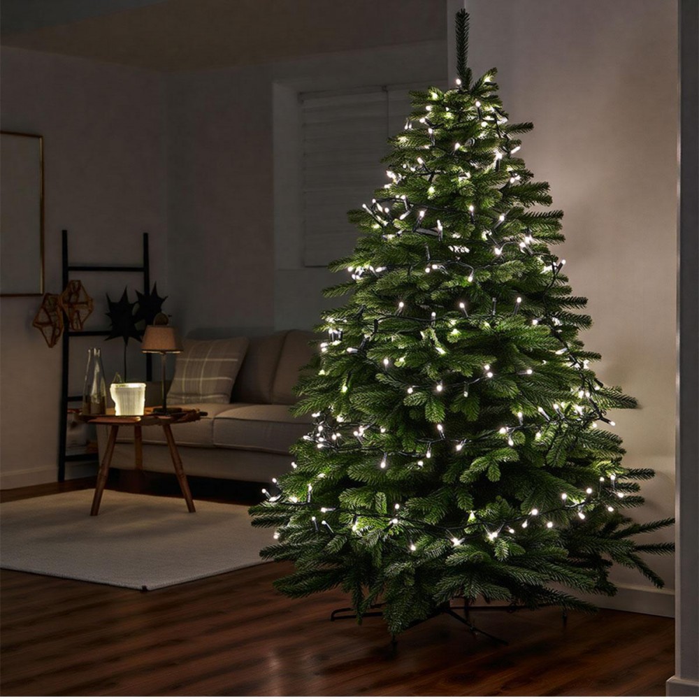 Новорічна гірлянда кімнатна нитка 22 м 220 LED чорний провід Білий W220LED22MBW