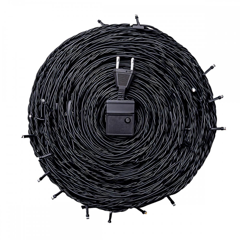 Новорічна гірлянда кімнатна нитка 22 м 220 LED чорний провід Білий W220LED22MBW