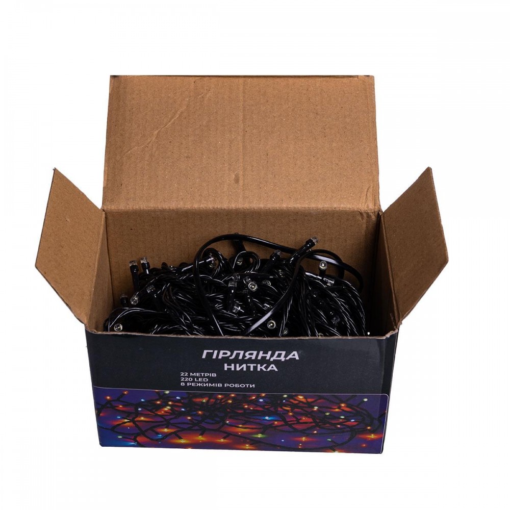 Новорічна гірлянда кімнатна нитка 22 м 220 LED чорний провід Білий W220LED22MBW