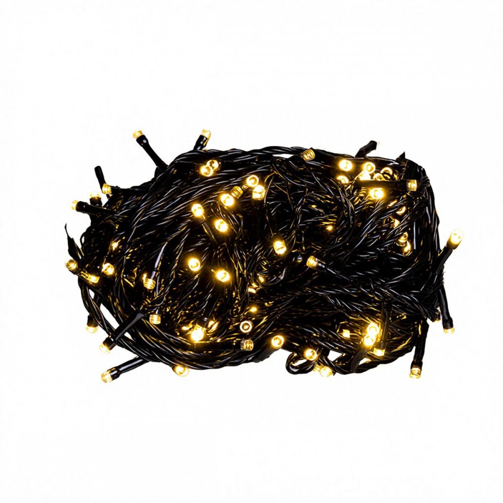 Новогодняя гирлянда комнатная нить 22 м 220 LED черный провод Желтый W220LED22MBY