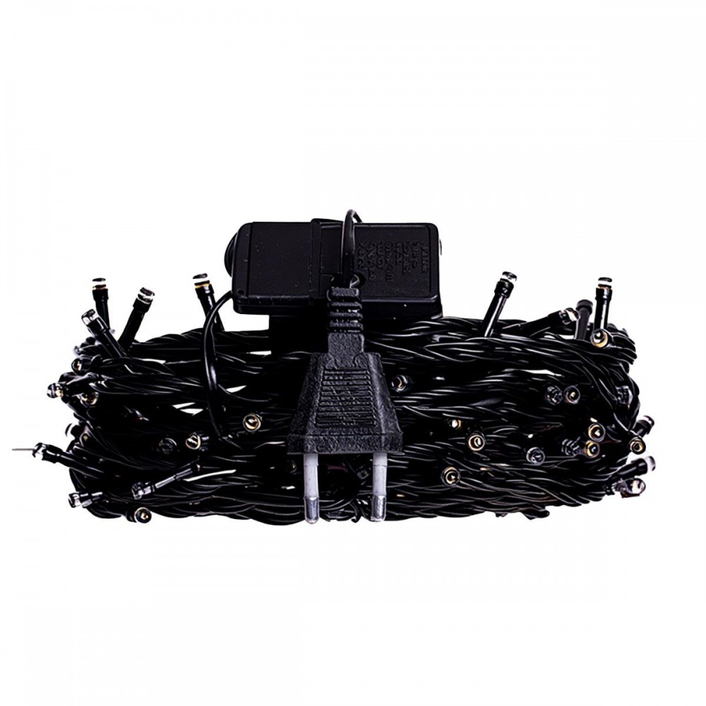 Новогодняя гирлянда комнатная нить 22 м 220 LED черный провод Желтый W220LED22MBY