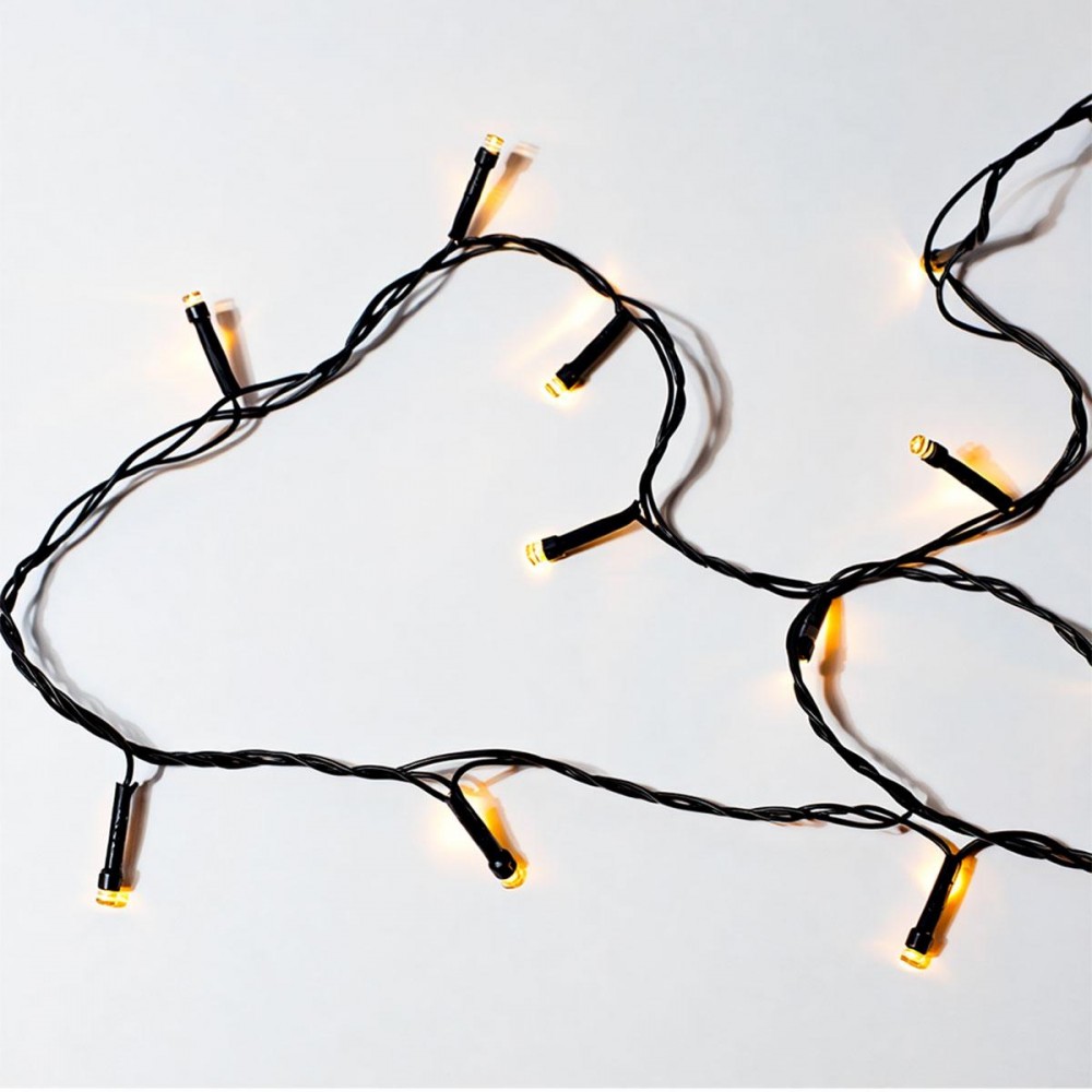Новогодняя гирлянда комнатная нить 22 м 220 LED черный провод Желтый W220LED22MBY
