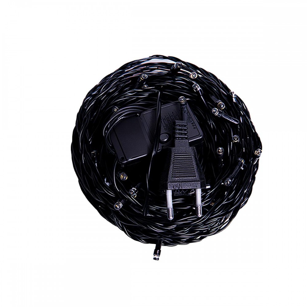 Новогодняя гирлянда комнатная нить 22 м 220 LED черный провод Желтый W220LED22MBY