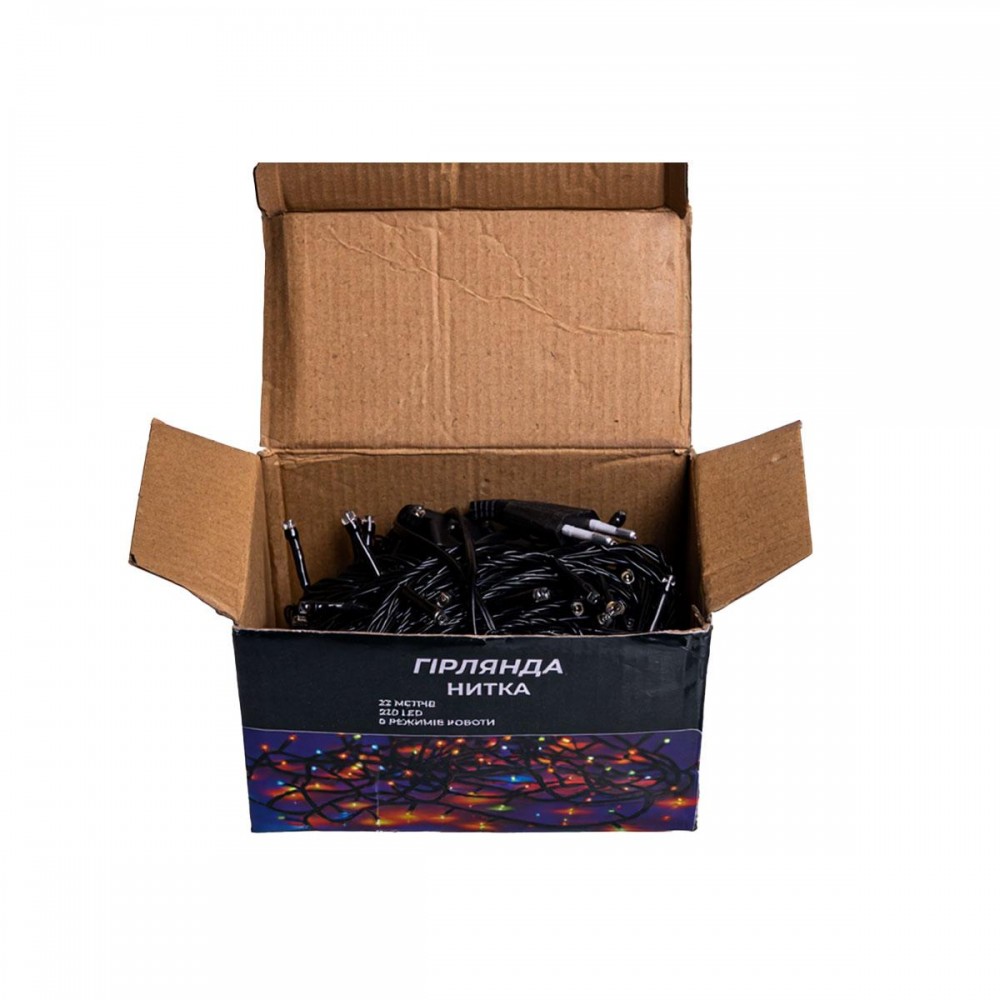 Новогодняя гирлянда комнатная нить 22 м 220 LED черный провод Желтый W220LED22MBY