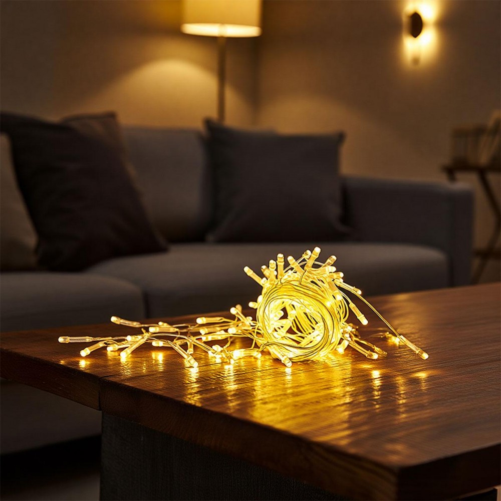 Новогодняя гирлянда штора 1,5х1,5 м 64 LED комнатная гирлянда белый провод Жёлтый свет ZWM1564LEDY