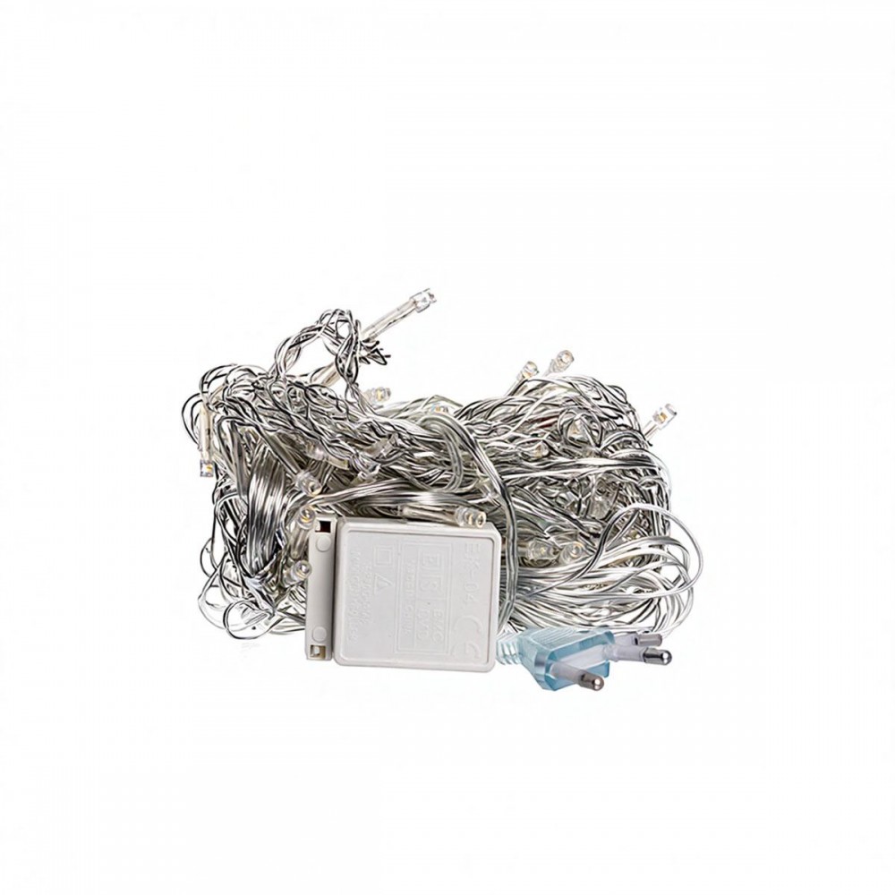 Новогодняя гирлянда штора 1,5х1,5 м 64 LED комнатная гирлянда белый провод Жёлтый свет ZWM1564LEDY