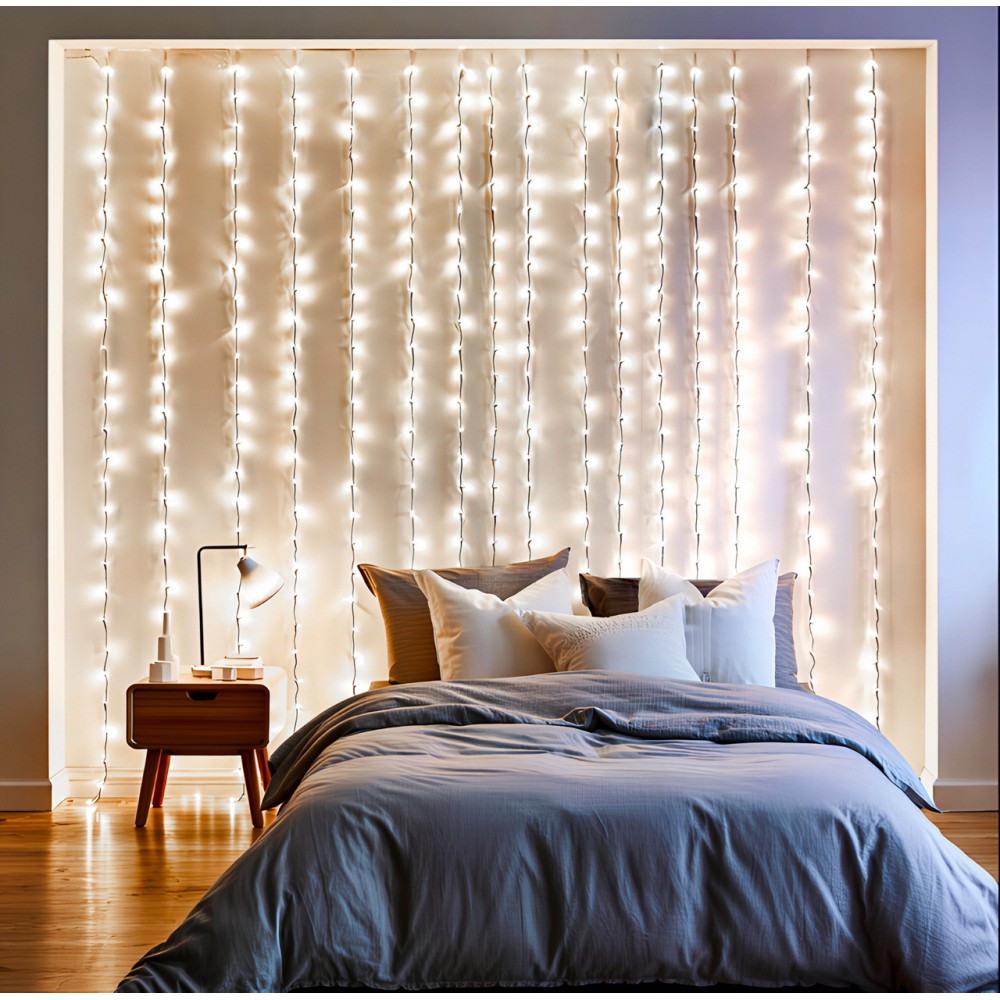 Новогодняя гирлянда штора 3х3 м 192 LED комнатная белый провод Белый ZWM33192LEDW