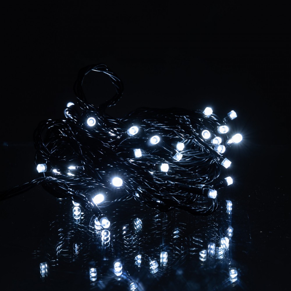 Новогодняя комнатная гирлянда нить 6 м 50 LED черный провод Белый W50LED6MBW
