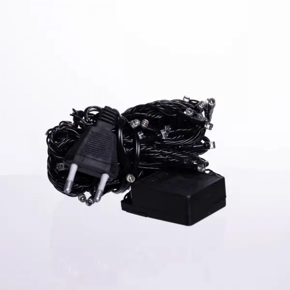 Новогодняя комнатная гирлянда нить 6 м 50 LED черный провод Белый W50LED6MBW