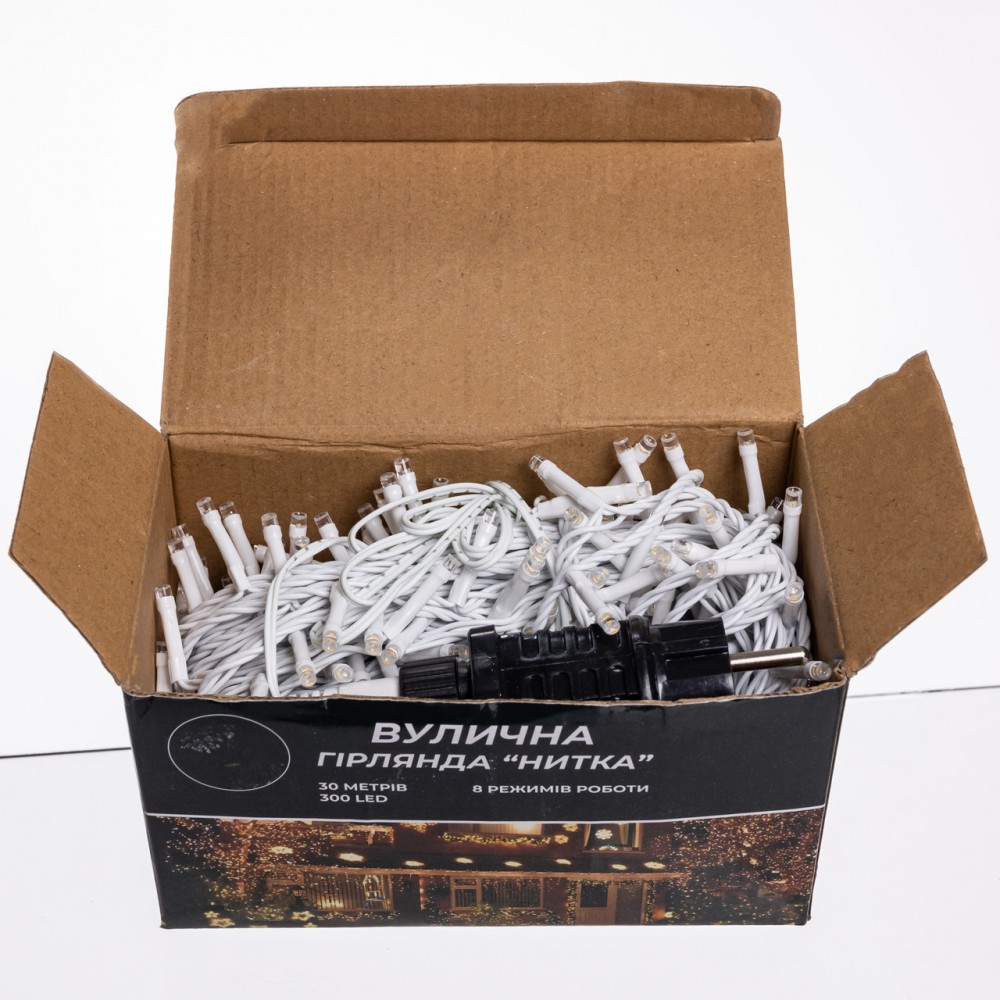 Гірлянда Нитка вулична 30 м 300 LED білий провід Жовтий CF300L30MWY
