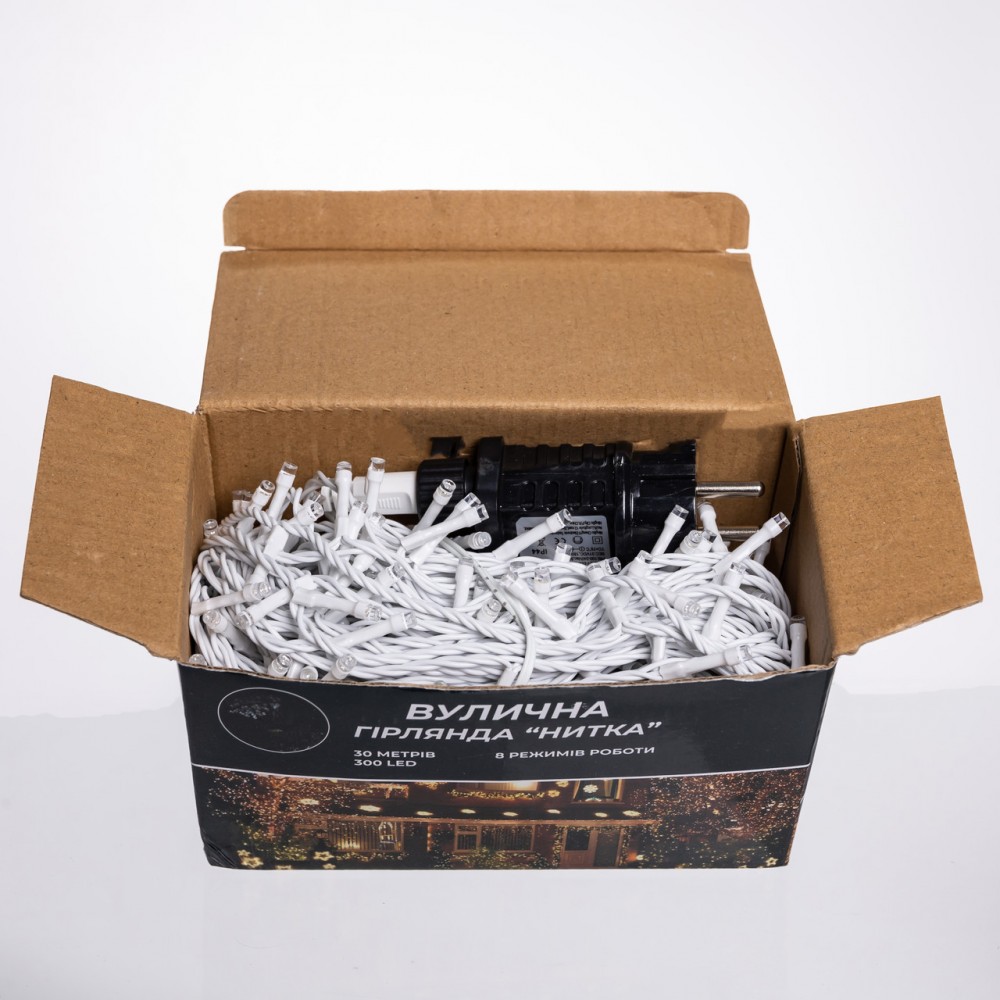 Гирлянда Нить уличная 30 м 300 LED белый провод Синий CF300L30MWBL