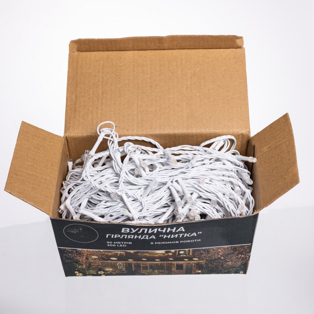Гирлянда Нить уличная 30 м 300 LED белый провод Мультиколор CF300L30MWML
