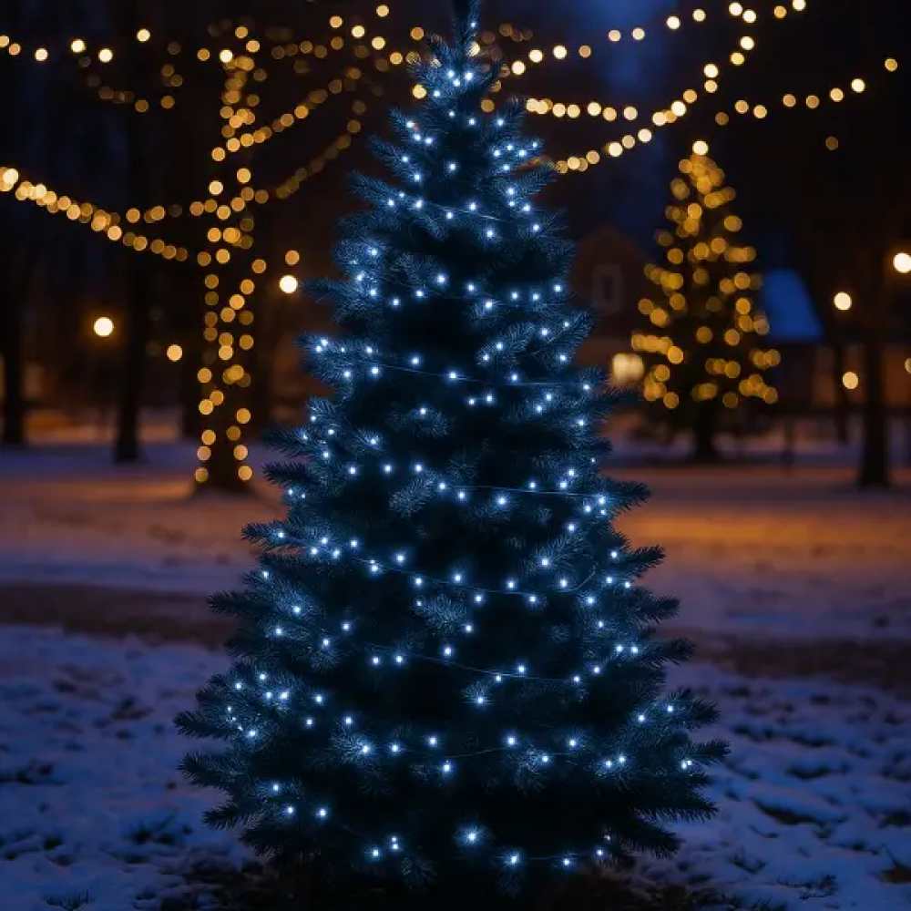 Гірлянда Нитка вулична 30 (м) 300 LED чорний провід Білий CF300L30MBW