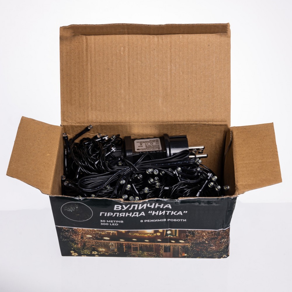 Гірлянда Нитка вулична 30 (м) 300 LED чорний провід Білий CF300L30MBW