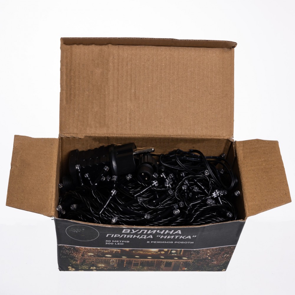 Гірлянда Нитка вулична 30 (м) 300 LED чорний провід Синій CF300L30MBBL