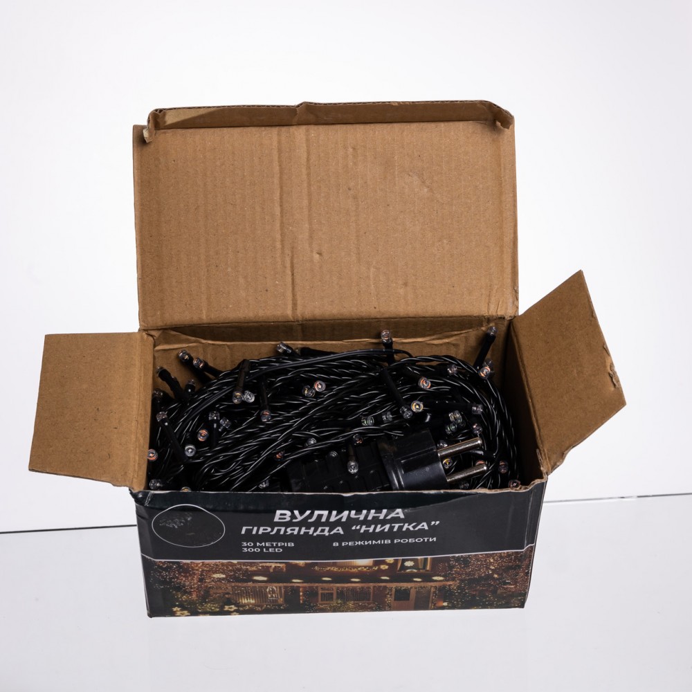 Гирлянда Нить уличная 30 (м) 300 LED черный провод Мультиколор CF300L30MBML