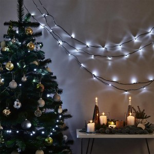 Новорічна гірлянда кімнатна нитка 18 м 180 LED кімнатна гірлянда чорний провід Біле світло W180LED18MBW