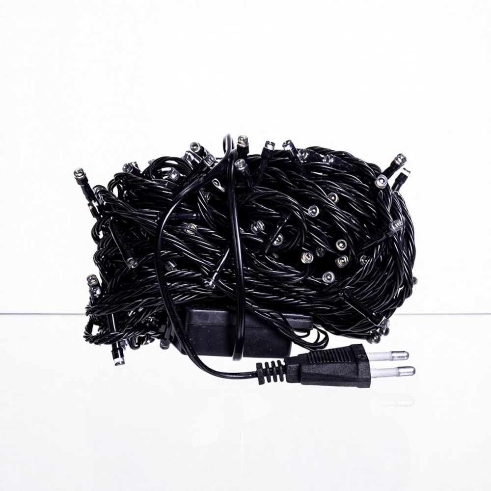 Новорічна гірлянда кімнатна нитка 18 м 180 LED кімнатна гірлянда чорний провід Біле світло W180LED18MBW