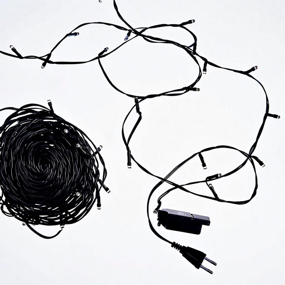 Новорічна гірлянда кімнатна нитка 18 м 180 LED кімнатна гірлянда чорний провід Біле світло W180LED18MBW