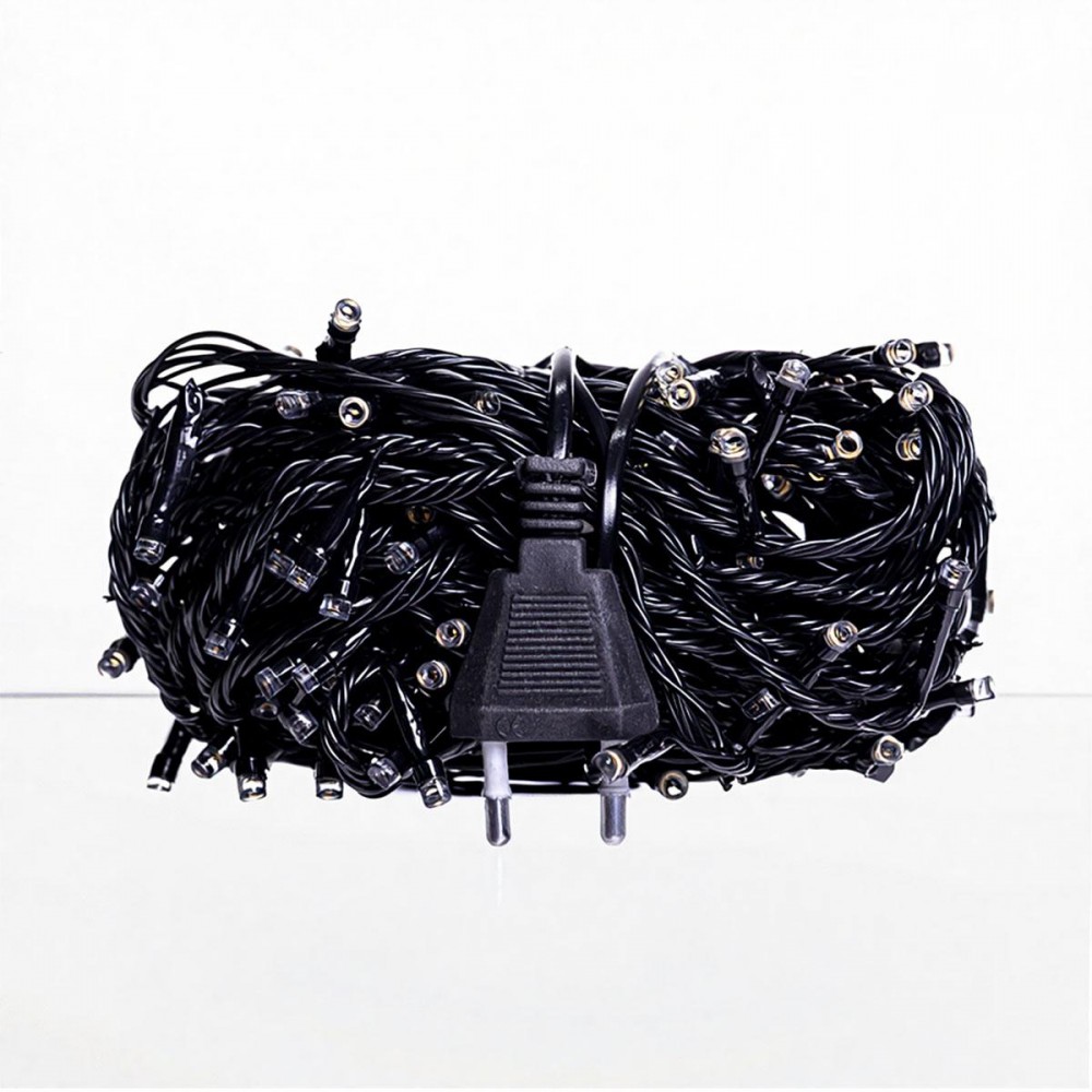 Новорічна гірлянда кімнатна нитка 18 м 180 LED кімнатна гірлянда чорний провід Жовте світло W180LED18MBY